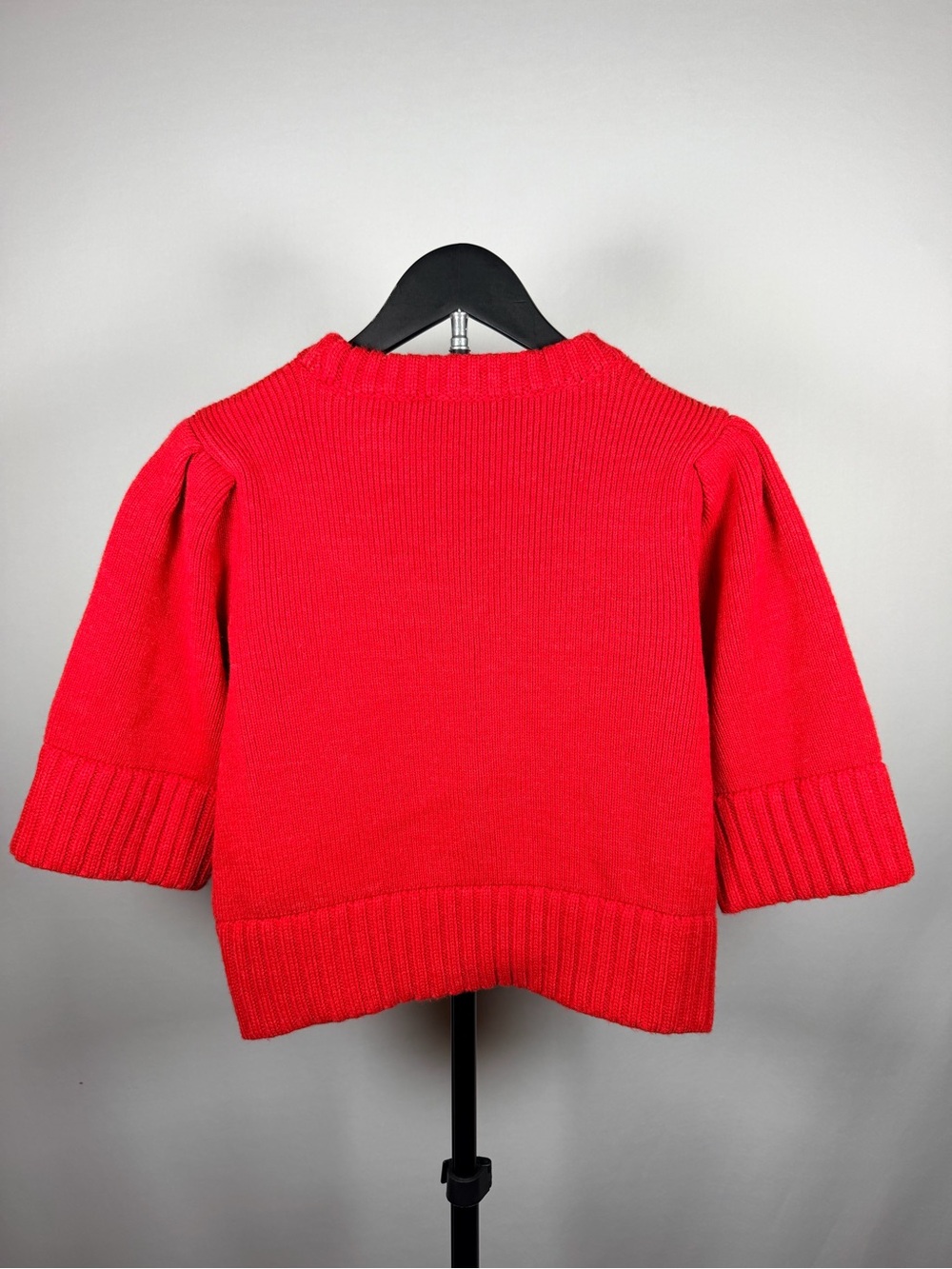 Zara Red Puff-Sleeve Knit Top - Picture 2 of 7